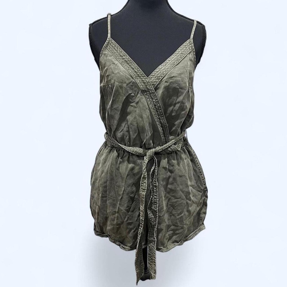 Abercrombie & Fitch Womens Medium Olive Green Wrap Front Tie Waist Romper